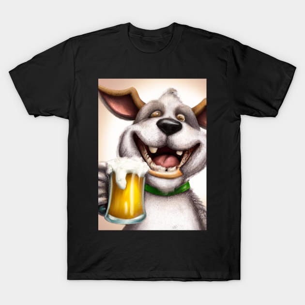 Funny Dog with Beer T-Shirt by maxcode